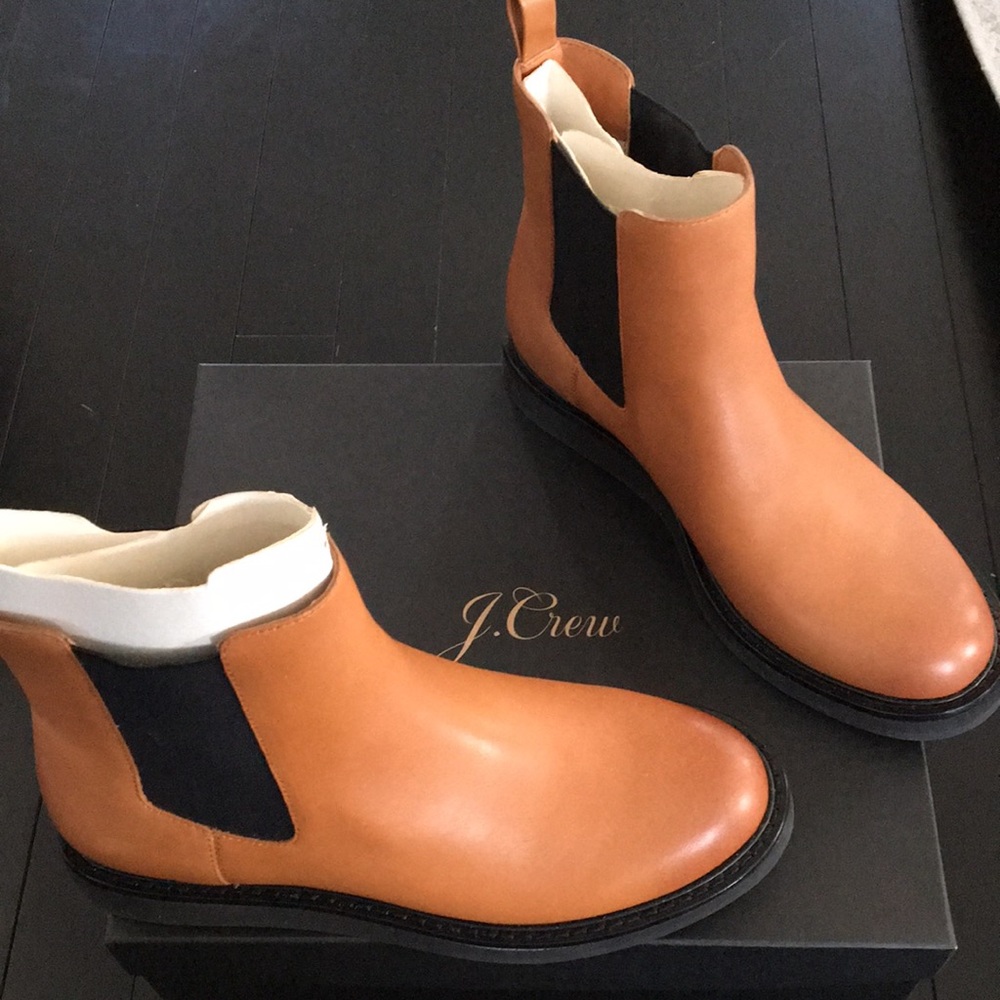J CREW CHELSEA BOOT, beautiful rich Caramel color. Size 7, true fit.